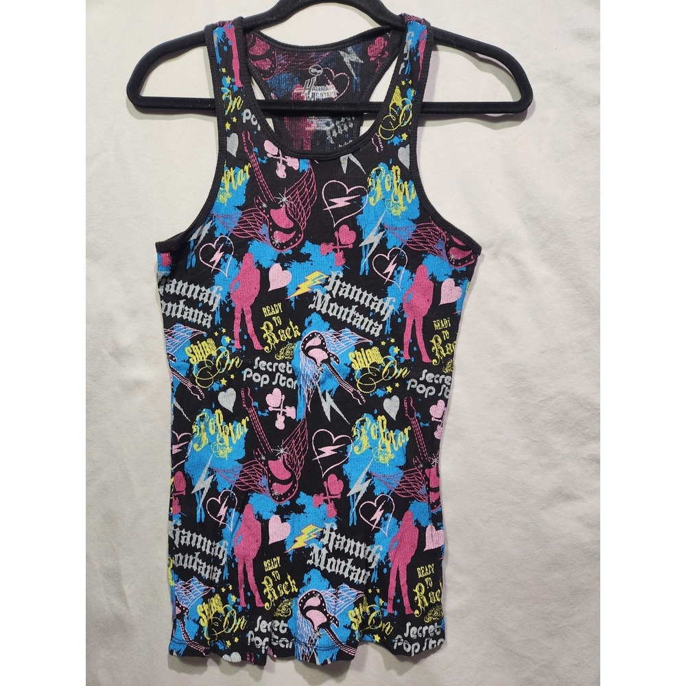 Y2K Hannah Montana Miley Cyrus Long Graphic Graffiti Tank Top Juniors XXL 19